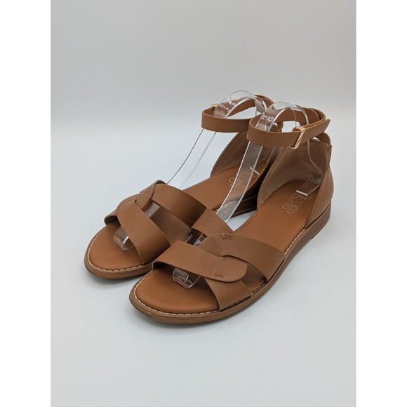 Franco Sarto Shoes - Franco Sarto Sandals 9 Tan Leather Ankle Strap Flat Minimalist Boho Summer